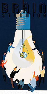 PSD 여자 남자 생각 일러스트 전구 아이디어 여러명 성인 잡기 뇌 손뻗기 번개모양 성인만 브레인스토밍 국내일러스트 모양 다수 컨셉 모션 사람 번개 파일형식