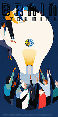 PSD 여자 남자 생각 일러스트 전구 아이디어 들기 여러명 성인 뇌 손뻗기 번개모양 성인만 브레인스토밍 국내일러스트 모양 다수 컨셉 모션 사람 번개 파일형식