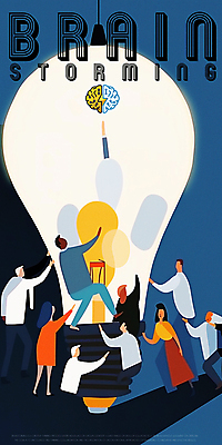 PSD 여자 남자 생각 일러스트 전구 아이디어 들기 여러명 성인 뇌 손뻗기 번개모양 성인만 브레인스토밍 국내일러스트 모양 다수 컨셉 모션 사람 번개 파일형식