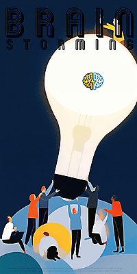 PSD 여자 남자 생각 일러스트 전구 아이디어 들기 여러명 성인 뇌 손뻗기 번개모양 성인만 브레인스토밍 국내일러스트 모양 다수 컨셉 모션 사람 번개 파일형식