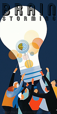 PSD 여자 남자 생각 일러스트 전구 아이디어 들기 여러명 성인 뇌 손뻗기 번개모양 성인만 브레인스토밍 국내일러스트 모양 다수 컨셉 모션 사람 번개 파일형식