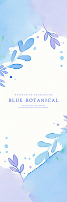 PSD 세로배너 백그라운드 잎 일러스트 수채화 사람없음 파란색 보테니컬아트 국내일러스트 식물 배너 컬러 세로 파일형식