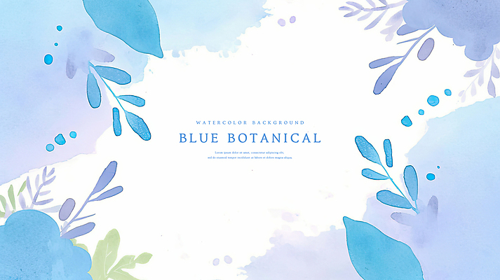 PSD 백그라운드 잎 일러스트 수채화 사람없음 파란색 보테니컬아트 국내일러스트 식물 컬러 파일형식
