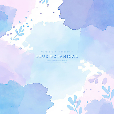 PSD 백그라운드 잎 일러스트 수채화 사람없음 파란색 보테니컬아트 국내일러스트 식물 컬러 파일형식