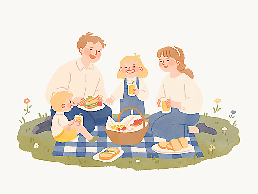 JPG 전신 여자 남자 음료 어린이 일러스트 가족 수채화 샌드위치 미소 들기 앉기 소녀 소년 잔디 여러명 성인 컵 돗자리 감성 봄소풍 봄여행 소풍바구니 국내일러스트 AI일러스트 AI콘텐츠 식물 식기 음식 여행 다수 컨셉 관계 모션 표정 사람 소풍 바구니 봄 파일형식