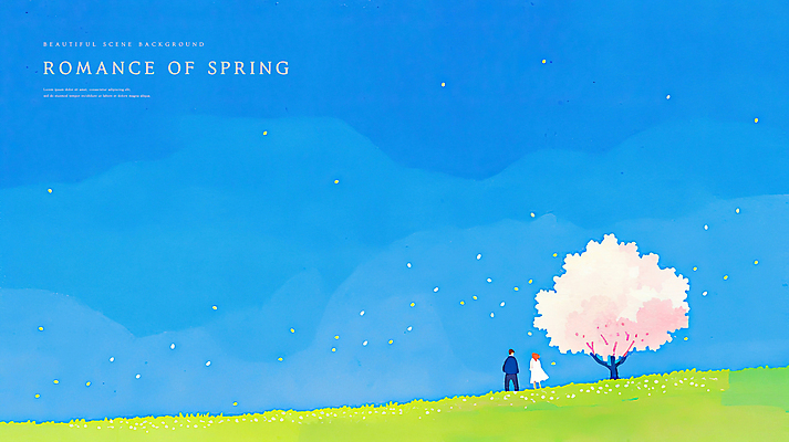 전신 PSD 커플 여자 남자 일러스트 하늘 수채화 잔디 성인 두명 봄풍경 로맨틱 벚나무 성인만 흩날리기 국내일러스트 나무 식물 컨셉 관계 모션 사람 풍경 봄 벚꽃 파일형식