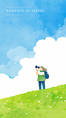 PSD 구름 여자 일러스트 하늘 수채화 한명 들기 잔디 성인 카메라 봄풍경 로맨틱 백팩 성인여자한명만 국내일러스트 자연요소 식물 1 컨셉 가방 모션 사람 풍경 전자제품 봄 여자한명만 성인여자만 파일형식