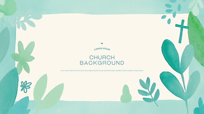 PSD 기독교 십자가 잎 일러스트 수채화 사람없음 초록색 국내일러스트 식물 종교 컬러 파일형식