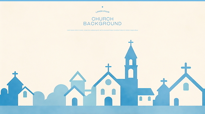 PSD 기독교 하늘색 십자가 일러스트 수채화 사람없음 교회 마을 베이지색 국내일러스트 종교 컬러 종교건축 건물 파란색 파일형식