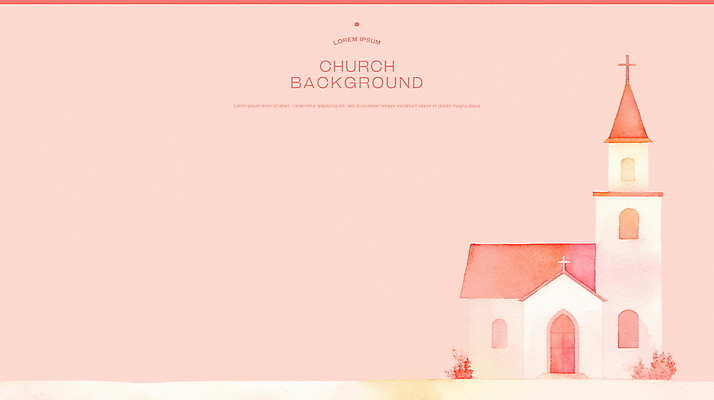 PSD 기독교 분홍색 십자가 잎 일러스트 수채화 사람없음 교회 국내일러스트 식물 종교 컬러 종교건축 건물 파일형식