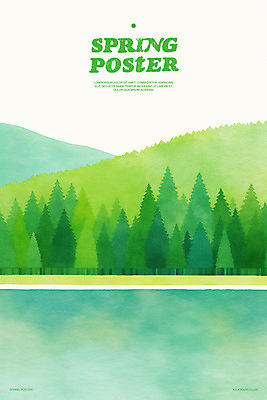 PSD 나무 일러스트 수채화 산 사람없음 초록색 평화 봄풍경 물가 숲 국내일러스트 식물 컬러 컨셉 풍경 봄 파일형식