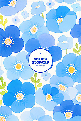 PSD 꽃백그라운드 일러스트 봄꽃 수채화 사람없음 파란색 풀잎 플라워패턴 국내일러스트 꽃 컬러 백그라운드 잎 패턴 봄 풀_식물 파일형식