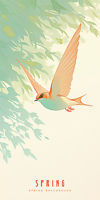 PSD 나무 일러스트 자연 나뭇잎 사람없음 초록색 봄풍경 비행 분위기 날갯짓 제비 산뜻 국내일러스트 식물 컬러 컨셉 잎 조류 풍경 봄 생태계 파일형식