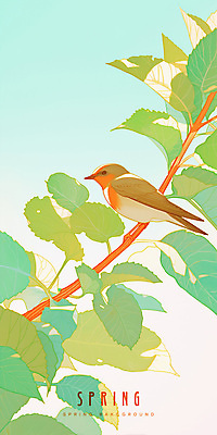 PSD 일러스트 자연 나뭇잎 사람없음 초록색 봄풍경 나뭇가지 비행 분위기 날갯짓 제비 산뜻 국내일러스트 나무 컬러 컨셉 잎 조류 풍경 봄 생태계 파일형식