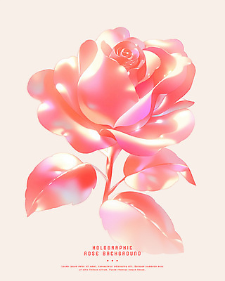 PSD 분홍색 한송이 일러스트 사람없음 빛 장미 광택 홀로그램 국내일러스트 1 꽃 컬러 송이 파일형식
