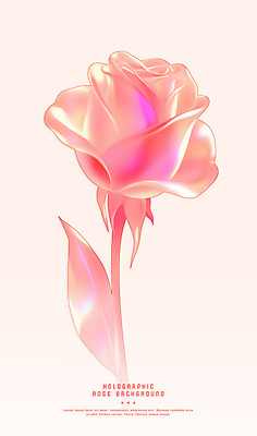 PSD 분홍색 한송이 일러스트 사람없음 빛 장미 광택 홀로그램 국내일러스트 1 꽃 컬러 송이 파일형식