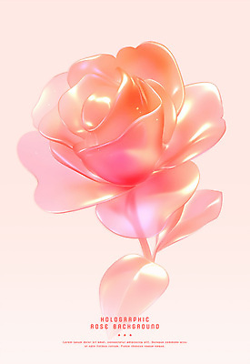 PSD 분홍색 한송이 일러스트 사람없음 빛 장미 광택 홀로그램 국내일러스트 1 꽃 컬러 송이 파일형식