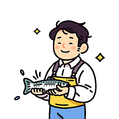 남자 일러스트 낚시 직업캐릭터 작업복 어류 어업 한명 웃음 들기 상반신 성인 반짝임 어부 멜빵 방수복 성인남자한명만 일러캐릭터 AI파일 직업 캐릭터 1 잡화 옷 산업 모션 레저 표정 사람 수중동물 남자한명만 성인남자만 파일형식 벡터