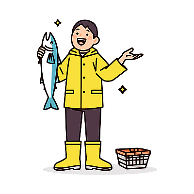 전신 남자 일러스트 낚시 직업캐릭터 작업복 어류 어업 한명 웃음 들기 성인 반짝임 손들기 바구니 어부 방수복 성인남자한명만 일러캐릭터 AI파일 직업 캐릭터 1 옷 산업 모션 레저 표정 사람 수중동물 남자한명만 성인남자만 파일형식 벡터