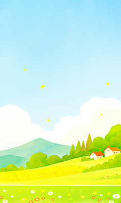 JPG 나무 구름 하늘색 잎 일러스트 봄꽃 자연 하늘 산 주택 따뜻함 잔디 사람없음 봄풍경 화창 국내일러스트 AI일러스트 AI콘텐츠 자연요소 식물 꽃 날씨 풍경 건물 파란색 봄 생태계 파일형식