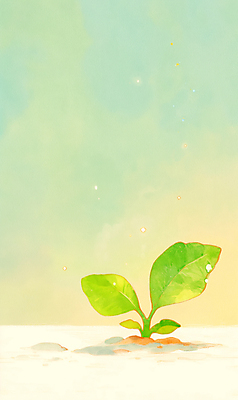 JPG 잎 일러스트 자연 따뜻함 사람없음 새싹 흙 봄풍경 민트색 국내일러스트 AI일러스트 AI콘텐츠 식물 컬러 풍경 봄 생태계 파일형식