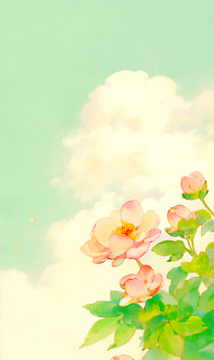 JPG 구름 꽃 잎 일러스트 자연 하늘 따뜻함 사람없음 초록색 봄풍경 화창 국내일러스트 AI일러스트 AI콘텐츠 자연요소 식물 컬러 날씨 풍경 봄 생태계 파일형식