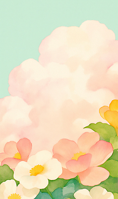 JPG 구름 분홍색 잎 일러스트 봄꽃 자연 하늘 따뜻함 사람없음 햇빛 봄풍경 화창 국내일러스트 AI일러스트 AI콘텐츠 자연요소 식물 꽃 컬러 날씨 풍경 태양 봄 생태계 파일형식