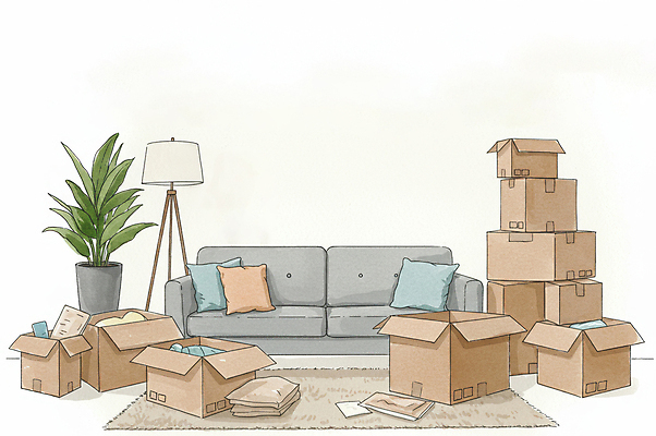 JPG 화초 쿠션 일러스트 조명 사람없음 책 소파 쌓기 매트 청소 정리 이삿짐 택배상자 포장이사 국내일러스트 AI일러스트 AI콘텐츠 식물 의자 모션 상자 이사 택배 파일형식