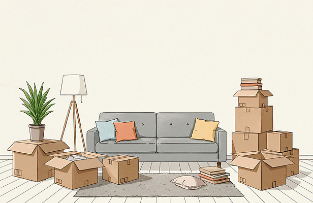 JPG 화분 화초 쿠션 일러스트 조명 사람없음 소파 쌓기 매트 청소 정리 이삿짐 택배상자 책더미 포장이사 국내일러스트 AI일러스트 AI콘텐츠 식물 의자 모션 책 상자 이사 택배 무더기 파일형식