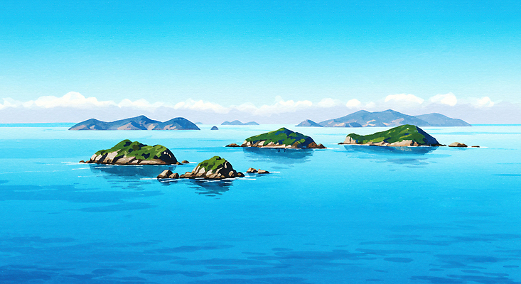 JPG 구름 물결 바다 섬 일러스트 자연 하늘 풍경 사람없음 파란색 평화 국내일러스트 AI일러스트 AI콘텐츠 자연요소 컬러 컨셉 생태계 파일형식