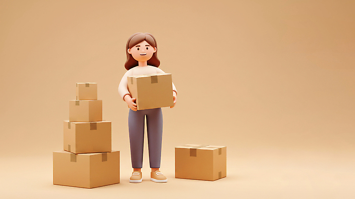 JPG 전신 편집이미지 여자 한명 미소 들기 성인 갈색 3D 쌓기 이사 정리 이삿짐 성인여자한명만 포장이사 편집3D AI컴퓨터그래픽 AI콘텐츠 1 컬러 모션 표정 사람 디지털합성 여자한명만 성인여자만 파일형식