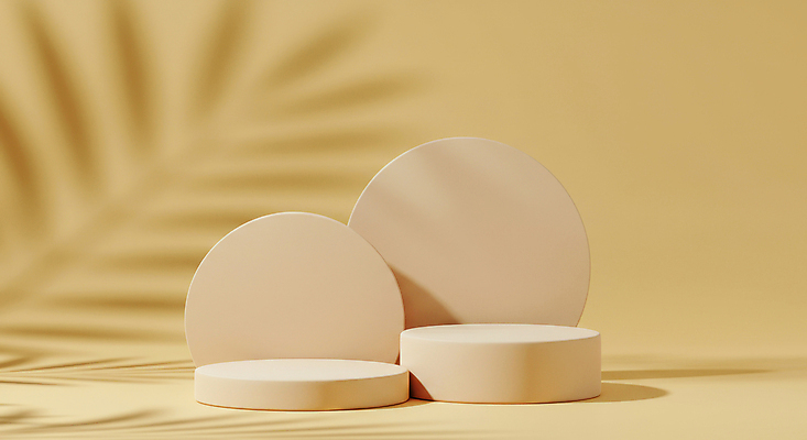 JPG 편집이미지 잎 그림자 사람없음 노란색 봄 원형 오브젝트 포디움 미니멀 편집실사 AI포토 AI콘텐츠 도형 식물 계절 컬러 무대 CG 파일형식