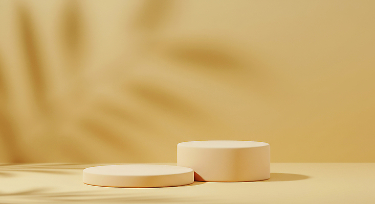 JPG 편집이미지 잎 그림자 사람없음 노란색 봄 원형 오브젝트 포디움 미니멀 편집실사 AI포토 AI콘텐츠 도형 식물 계절 컬러 무대 CG 파일형식