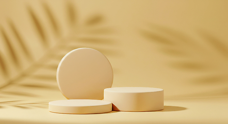 JPG 편집이미지 잎 그림자 사람없음 노란색 봄 원형 오브젝트 포디움 미니멀 편집실사 AI포토 AI콘텐츠 도형 식물 계절 컬러 무대 CG 파일형식