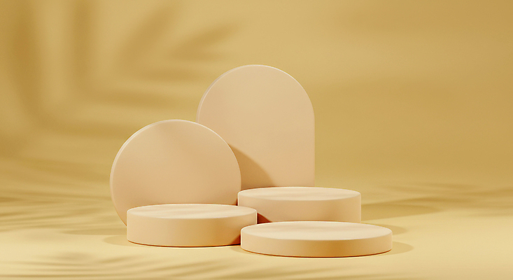 JPG 편집이미지 잎 그림자 사람없음 노란색 봄 원형 오브젝트 포디움 미니멀 편집실사 AI포토 AI콘텐츠 도형 식물 계절 컬러 무대 CG 파일형식