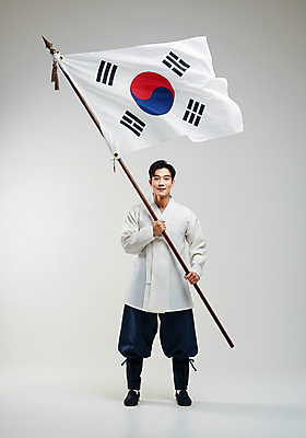 JPG 전신 편집이미지 남자 한명 미소 들기 성인 외침 깃발 태극기 삼일절 깃대 기수 광복절 남자한복 투쟁 의료성형뷰티 성인남자한명만 편집실사 AI인물포토 AI콘텐츠 1 모션 표정 사람 공휴일 소리 국기 한복 국경일 CG 남자한명만 성인남자만 파일형식 AI포토