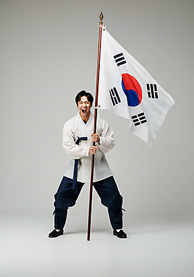 JPG 전신 편집이미지 남자 한명 들기 성인 외침 깃발 태극기 삼일절 깃대 기수 광복절 남자한복 투쟁 의료성형뷰티 성인남자한명만 편집실사 AI인물포토 AI콘텐츠 1 모션 사람 공휴일 소리 국기 한복 국경일 CG 남자한명만 성인남자만 파일형식 AI포토