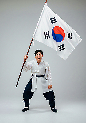 JPG 전신 편집이미지 남자 한명 들기 성인 외침 깃발 태극기 삼일절 깃대 기수 광복절 남자한복 투쟁 의료성형뷰티 성인남자한명만 편집실사 AI인물포토 AI콘텐츠 1 모션 사람 공휴일 소리 국기 한복 국경일 CG 남자한명만 성인남자만 파일형식 AI포토