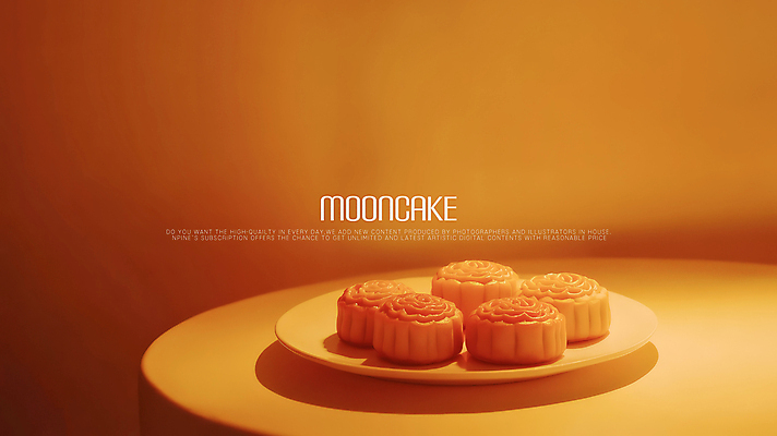 PSD 편집이미지 접시 탁자 그림자 사람없음 빛 주황색 분위기 전통과자 월병 이미지편집 식기 컬러 가구 컨셉 과자 중국전통 파일형식