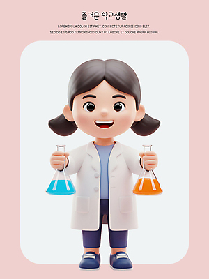 전신 PSD 편집이미지 여자 초등학생 어린이 3D캐릭터 실험기구 실험 한명 미소 웃음 들기 소녀 학습 스쿨라이프 3D 가운 실험복 삼각플라스크 소녀한명만 편집3D 캐릭터 1 학생 라이프스타일 옷 교육 과학 학교 모션 표정 사람 플라스크 디지털합성 여자한명만 소녀만 파일형식