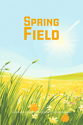 PSD 꽃밭 일러스트 봄꽃 자연 초원 사람없음 햇빛 봄풍경 풀잎 언덕 국내일러스트 꽃 잎 풍경 태양 봄 풀_식물 생태계 파일형식