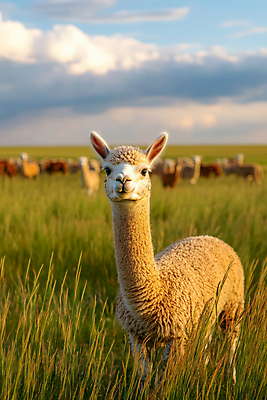PSD 동물 구름 편집이미지 자연 하늘 사람없음 귀여움 목초지 알파카 평원 이미지편집 편집실사 자연요소 컨셉 목장 CG 생태계 파일형식 초원_자연