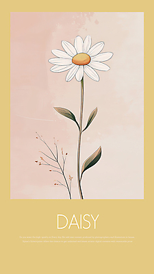 PSD 잎 한송이 일러스트 봄꽃 사람없음 노란색 데이지 국내일러스트 식물 1 꽃 컬러 봄 송이 파일형식