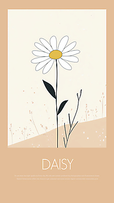 PSD 잎 한송이 일러스트 봄꽃 사람없음 데이지 베이지색 국내일러스트 식물 1 꽃 컬러 봄 송이 파일형식