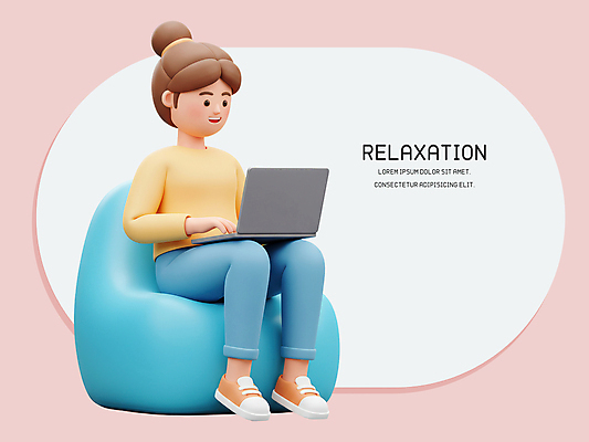 전신 PSD 편집이미지 우먼라이프 여자 휴식 한명 웃음 앉기 성인 라이프 노트북 3D 타이핑 성인여자한명만 빈백 편집3D 1 라이프스타일 생활용품 컨셉 모션 표정 사람 생활 전자제품 디지털합성 여자한명만 성인여자만 파일형식