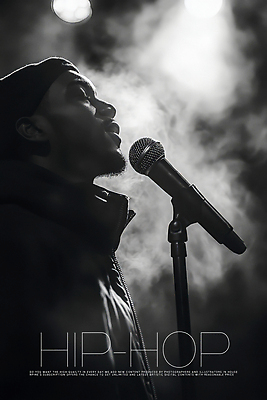 PSD 편집이미지 남자 포스터 조명 흑백 힙합 한명 상반신 성인 공연 연기 스탠드마이크 스포트라이트 스모그 아티스트 의료성형뷰티 성인남자한명만 이미지편집 직업 1 음악 촬영기법 사람 이벤트 마이크 남자한명만 성인남자만 파일형식