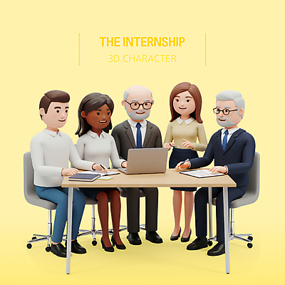 전신 PSD 편집이미지 여자 할아버지 노년 남자 회사 회의 3D캐릭터 대화 미소 앉기 정장 여러명 성인 노트북 노란색 3D 공책 기록 업무 직장인 책상 문서 바퀴의자 인턴 인턴쉽 안경낌 편집3D 직업 캐릭터 옷 안경 컬러 가구 다수 의자 비즈니스 모션 문구용품 표정 말하기 사람 전자제품 작업 디지털합성 파일형식