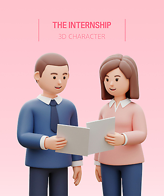 PSD 편집이미지 여자 남자 분홍색 회사 3D캐릭터 대화 미소 들기 성인 두명 3D 업무 직장인 문서 인턴 인턴쉽 성인만 편집3D 직업 캐릭터 컬러 비즈니스 모션 표정 말하기 사람 작업 디지털합성 파일형식