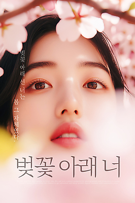 PSD 편집이미지 응시 여자 꽃 포스터 얼굴 따뜻함 한명 성인 햇빛 봄 분위기 벚나무 감성 의료성형뷰티 성인여자한명만 이미지편집 나무 식물 1 시선 계절 컨셉 사람 신체부위 태양 벚꽃 여자한명만 성인여자만 파일형식