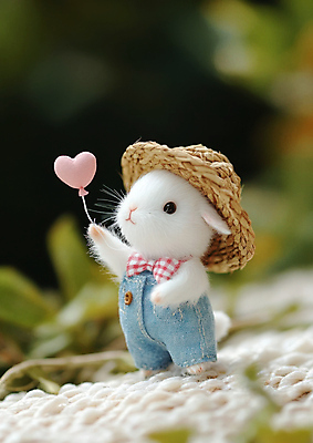 JPG 동물 편집이미지 자연 사랑 들기 사람없음 귀여움 스카프 멜빵바지 밀짚모자 쥐캐릭터 하트풍선 토끼인형 편집실사 AI컴퓨터그래픽 AI콘텐츠 모자_잡화 감정 인형 동물캐릭터 컨셉 바지 모션 목도리 하트 토끼 쥐 멜빵 CG 생태계 풍선 파일형식